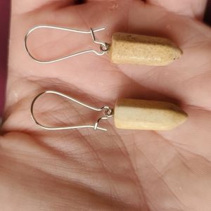 New Handmade Picture Jasper Pendulum Earrings.